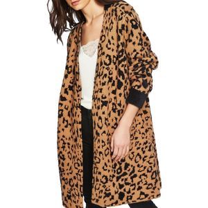 1.State Womens Leopard Jacquard Eyelash Cardigan S